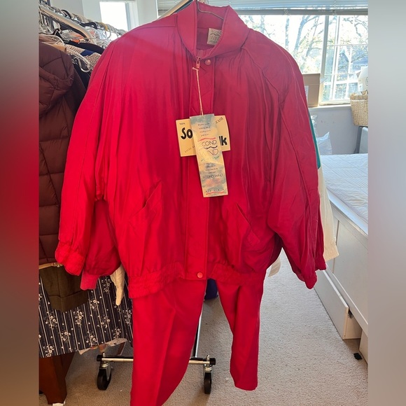 Vintage “Second Wind” Silk Fuchsia Tracksuit NWT Deadstock S - Picture 3 of 16
